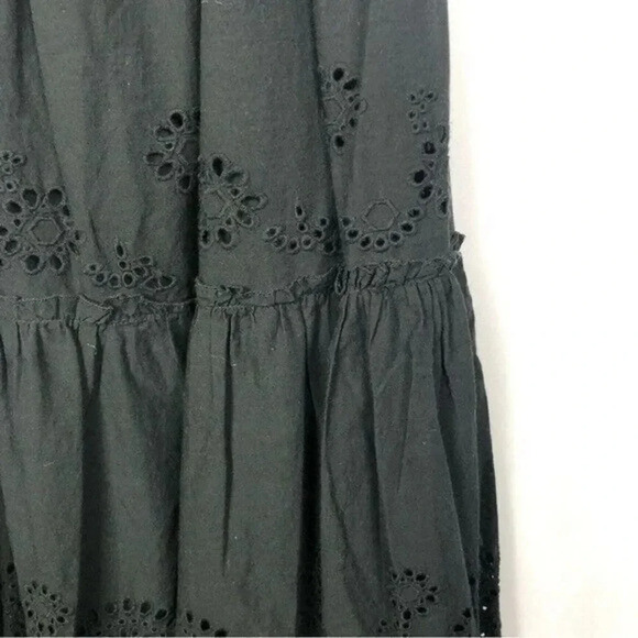 Zara Black Smocked Eyelet Tiered Midi Dress M - Picture 5 of 6